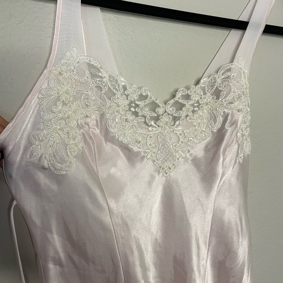 Vintage Linea Donatella pink Bridal Embroidered Pearl Robe Chemise Slip Set - Picture 8 of 14